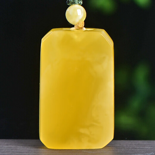 One Thousand Years Jade Chicken Oil Yellow Beeswax Wushi Brand Water Drop Pendant Men's and Women's Chinese Style Jade Pendant Meaning Success and Carefree Style One QZM8202i 5.44g