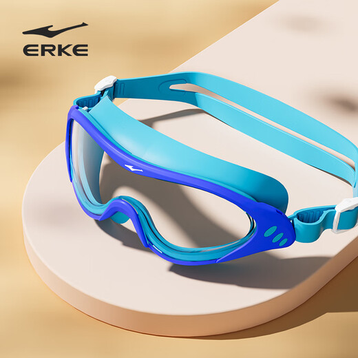 Hongxing Erke (ERKE) Kinder-Schwimmbrille für Jungen und Mädchen, hochauflösende wasserdichte und beschlagfreie Schwimmbrille mit großem Rahmen, Kinder-Taucherbrille, dunkelblau