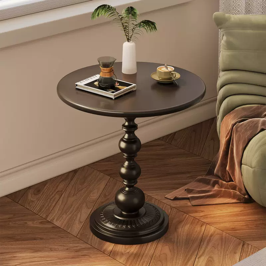 Yusenyi American Retro Living Room Side Table Sofa Side Cabinet Light Luxury Small Coffee Table Creative Bedside Table Small Apartment Corner Table Small Round Table Matte Black (Diameter 40 Height 40) Low Table