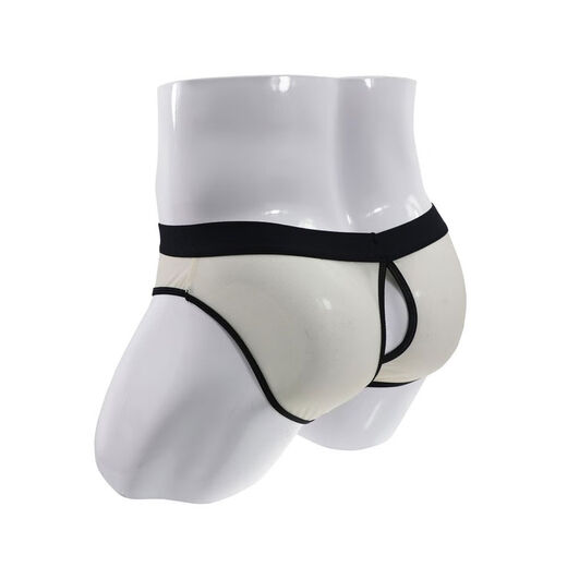 Low-waist men's thong mesh hollow translucent underwear sexy close-fitting breathable youth casual shorts off-white one size fits all recommended 110-145 Jin Jin equals about 0.5 kg