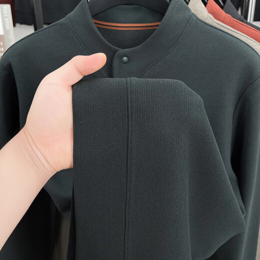 ROMON Classic Henley Collar Sweater Men's 2025 Autumn New Business Casual Fashion Loose Comfortable Versatile Bottoming Shirt Qianmika M (170) Recommended 100-120 Jin Jin equals 0.5 kg