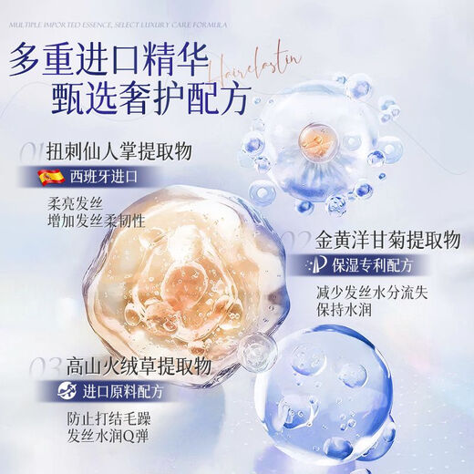 Shuguan Elastin Women's Curly Hair Moisturizing Long-lasting Styling Anti-frizz Fluffy Essence Perm Care Genuine Official Brand 500mL Buy One Hair Three Fragrance Elastin 500ML*3