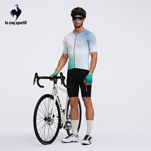 Le coq sportif professional cycling Le Coq French Rooster summer men's gradient breathable short-sleeved cycling jersey gray blue L