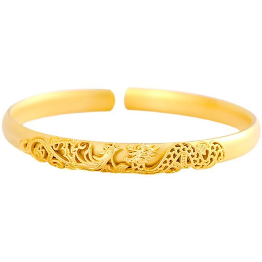 Vietnamese sand gold heritage dragon and phoenix bracelet for women, dragon and phoenix in auspicious vintage inlaid peony copper gold-plated concubine bracelet jewelry dragon and phoenix bracelet