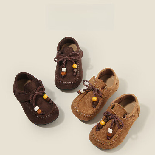 G.duck Little Yellow Duck Children's Birkenstock Shoes Spring and Autumn New Girls' Small Leather Shoes Retro Boys' Beanie Shoes Soft Bottom Baby Children's Shoes Brown 21 The inner length of the shoe is about 14cm