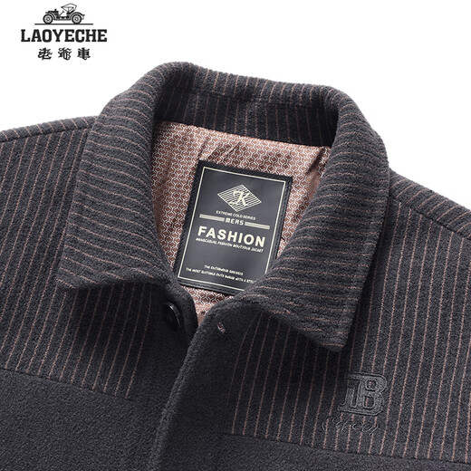 Classic car (LAOYECHE) Containing sheep wool Dad's woolen jacket men's autumn and winter middle-aged and elderly plus velvet thickened woolen jacket men's clothing
