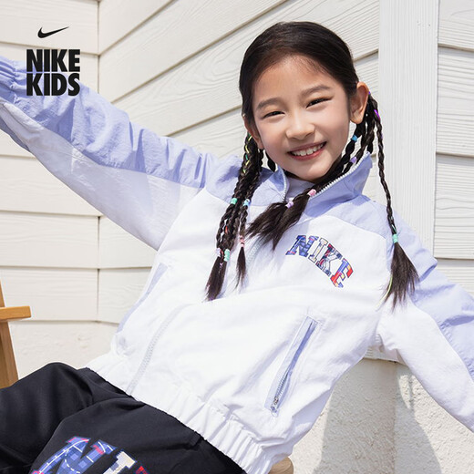 NIKE Toddler Light Raglan Jacket Boys and Girls Woven Round Neck Stacked Stand Collar Jacket NIKE IO6122