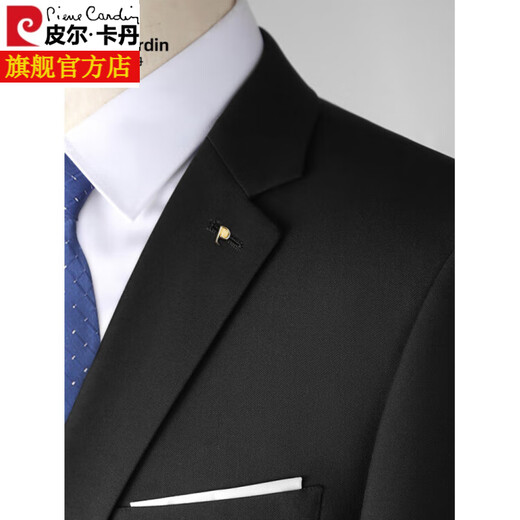 Pierre Cardin high-end wool suit for men, no ironing, spring and autumn new business casual professional formal wear, large size loose suit, black C version, enlarged and widened 5XL 200/( )
