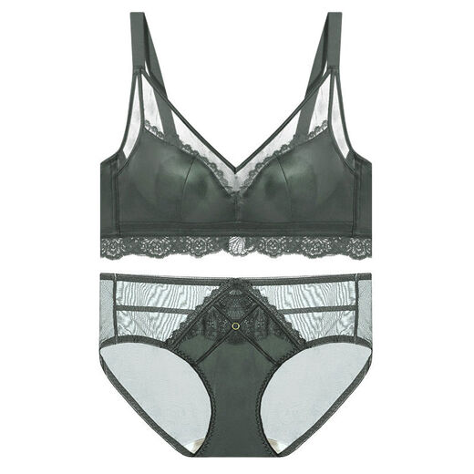 Crystal Cup Silk Japanese Satin Versatile Glossy Bra Set Big Breasts Look Small Large Size 9095 Underwear Black Set 1659087-954295 Recommended 90C95AB