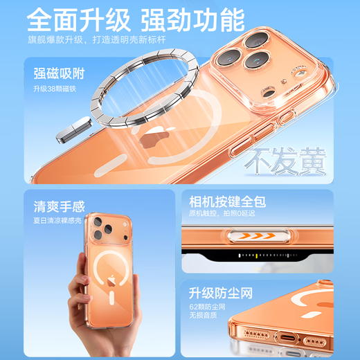 Tulas camera button all-inclusive | heat dissipation magnetic suction, suitable for iphone17promax mobile phone case, Apple 17pro transparent 17 lens all-inclusive ultra-thin anti-fall senior men and women iPhone 17 Pro Max fully transparent ice ring magnetic suction + long-term use will not yellow + super explosion-proof