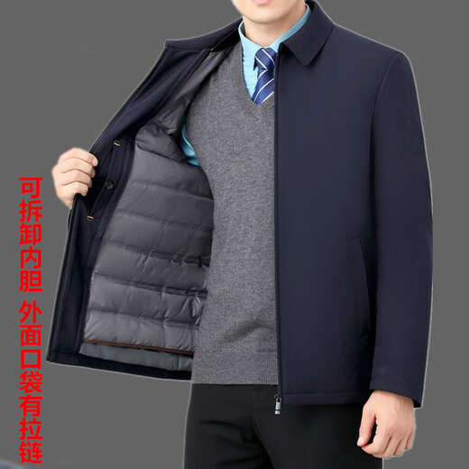 CEO Youngor 2025 men's clothing winter new white goose velvet executive business cold-proof clothing warm liner jacket F08 lapel black Youngor 5XL 200