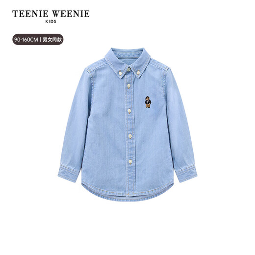 Teenie Weenie Kids 25 spring and summer boys and girls baby long-sleeved denim shirt denim color 120cm