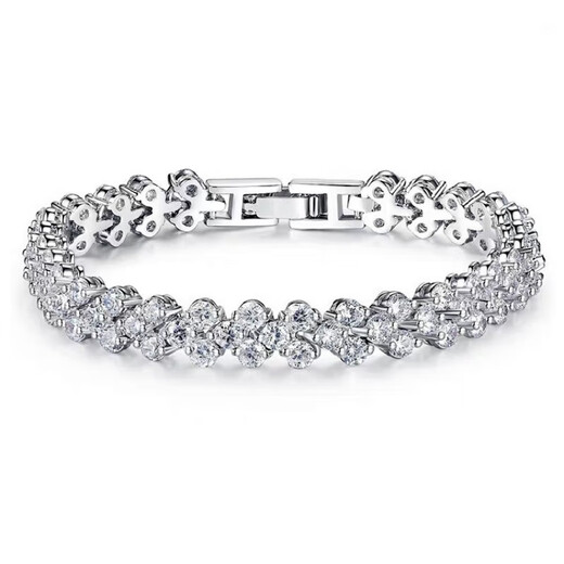 Half-grain quality 18k gold bracelet, platinum, beautiful full diamond, moissanite, and women's luxury bracelet jewelry, white gold 16cm