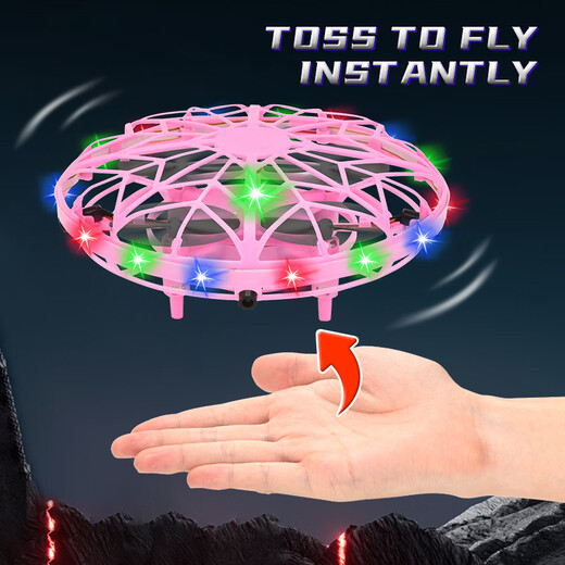 Neues intelligentes UFO-Flugzeug mit fliegender Untertasse, Induktionsflugzeug mit Gestenaufhängung, vierachsiges Drohnen-Kinderspielzeugflugzeug, cyanfarbenes UFO – Fernbedienung (kaltes Licht)