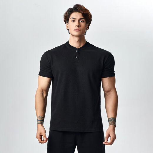 LightWeight new summer style 250g strong cuffs Polo shirt short-sleeved T-shirt men's sports fitness white Henry collar M M115-135Jin Jin is equal to 0.5 kg