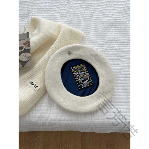 Yanfang Nuoxiben Hat Women's Summer Wool Internet Celebrity Beret Women's Retro Painter Hat Showing Face, Small Temperament Red Hat Trend Milky White M