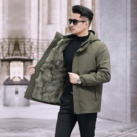 Western Camel (VANCAMEL) Haining Paike Men's Winter 2025 New Mink Liner Detachable Fox Fur Integrated Fur Jacket Vertical Pocket Black + Fox Fur Liner 2XL (135-150Jin Jin is equal to 0.5 kg)