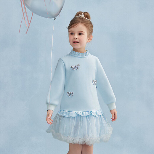 DEESHA children's clothing girls' dress 2025 autumn and winter velvet warm mesh princess dress children's baby girl sweatshirt dress