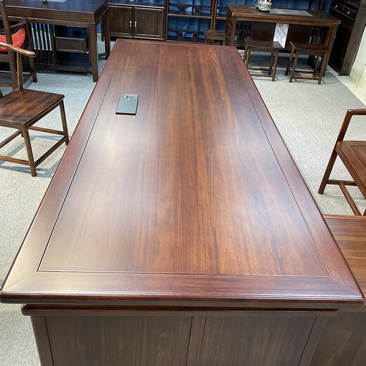 All solid wood desk and bookcase combination rosewood boss desk and chair with side table office desk furniture executive desk rosewood 2.4m desk + side table + main chair