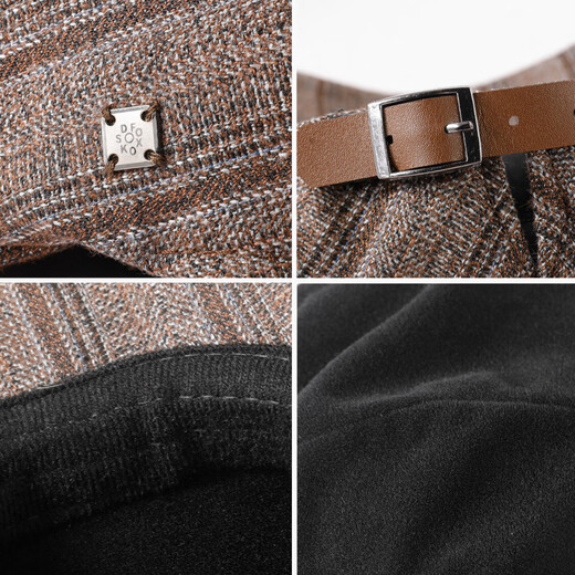 SOMUBAY (SOMUBAY) old man hat men's autumn and winter new plaid fashion beret middle-aged and elderly father and grandfather warm head protection forward hat coffee one size (54-59CM)