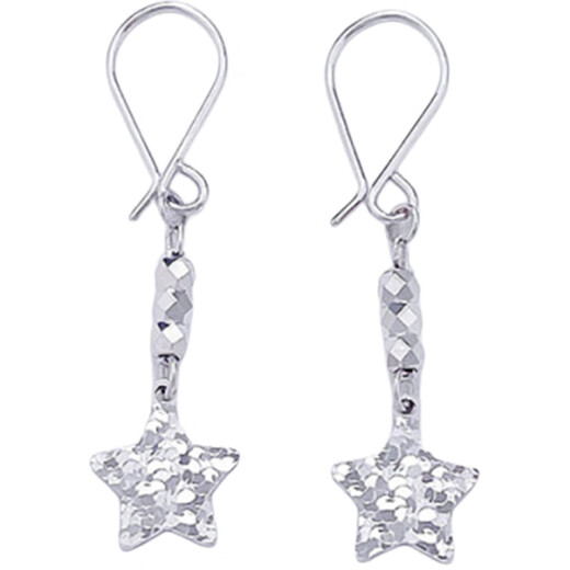Laofu Gold Platinum Earrings Crushed Ice Wishing Star Earrings as Gifts to My Girlfriend as Gifts, Approximately 2.49g