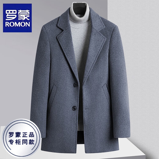 ROMON Woolen Woolen Coat Men's Suit Collar Autumn and Winter Thick Velvet Warm Jacket Men's Casual Woolen Coat Men Black XL Recommended 140-160Jin Jin equals 0.5 kg