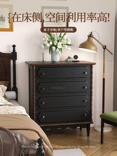 Fantasy French antique chest of drawers, American style storage cabinet, solid wood chest of drawers, bedroom storage cabinet, Medieval IV Lines four drawers + Annie dressing table stool