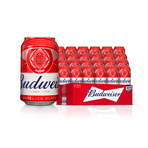 Budweiser beer red can light lager 330ml*24 cans full box rich wheat aroma OCC