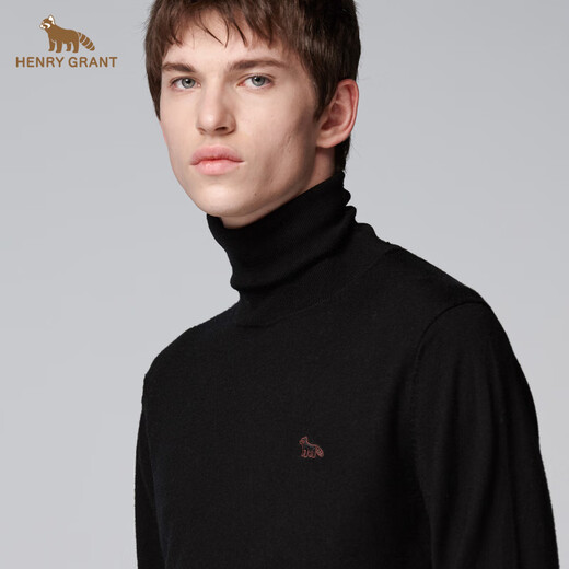 HENRY GRANT Henry Grant half turtleneck solid color versatile mid-collar turnable turtleneck men's red turtleneck warm black (QBY243111U211) One size fits all 46 (170/92A)