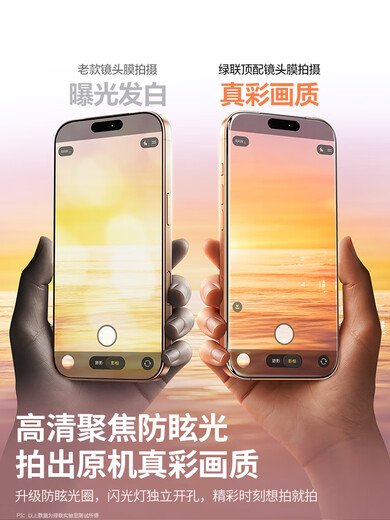 UGREEN is suitable for Apple iPhone 17/16 Promax lens film 17Pro mobile phone lens film 15PM rear camera tempered 17Air new model full coverage 15plus camera ring one-piece fully transparent - 1 set scratch-proof and explosion-proof fully covered dust-proof ultra-clear pixel iPhone 17 Pro