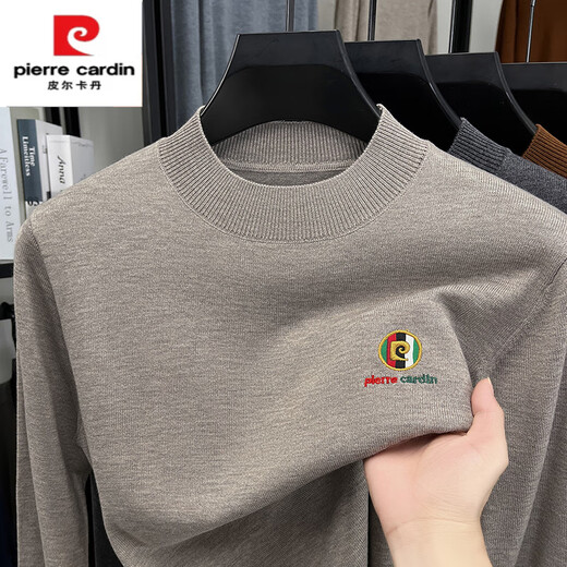Pierre Cardin 2025 New Gray American Retro Henley Neck Sweater Men's Lazy Style Knitted Sweater Dark Gray L 115