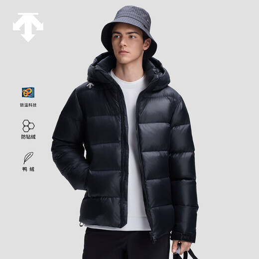 DESCENTE Desante SKI STYLE series HEAT NAVI men's short shiny warm down jacket BK-black XL (180/100A)