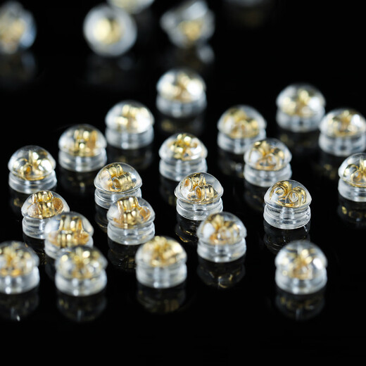 QMXD silicone earplugs to prevent pearls from falling out, small needle special earrings, gold behind-the-ear plugs, food-grade super fastening, with own lock, silver, 12 pieces