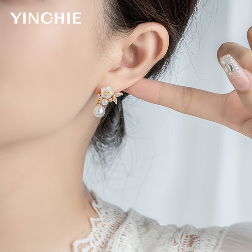 Gin Chie 999 sterling silver camellia earrings women's high-end earrings earrings Valentine's Day birthday gift for girlfriend and wife