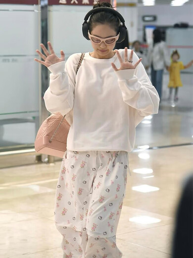 Authentic Korean Jennie Bae Zhuhyun same style open yy joint Kitty workwear wide-leg paratrooper casual trousers white kitty jennie Bae Zhuhyun same style S