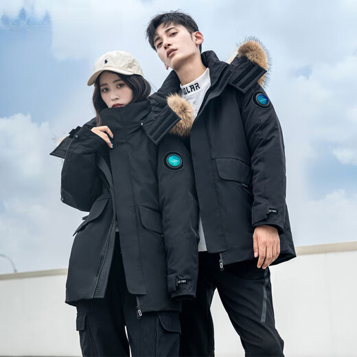 雅鹿情侣款羽绒服男冬季时尚工装毛领加厚派克服保暖上衣外套男装 YU807V12190橘色 180/XL【150-160斤】
