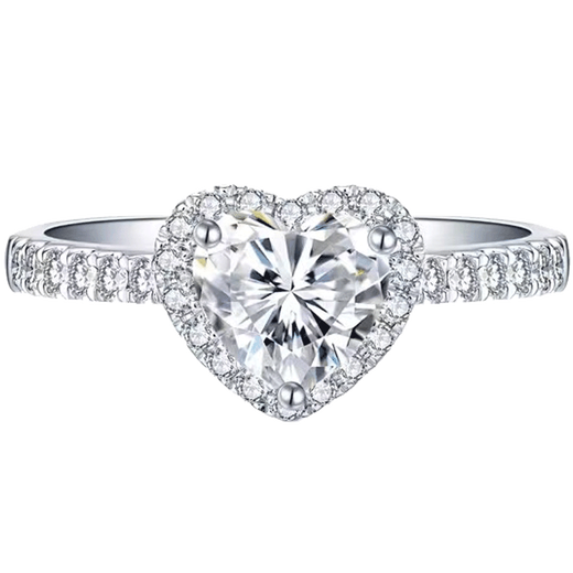 DRPT950 platinum love-shaped moissanite diamond ring for women seeking marriage, Valentine's Day, birthday gift for girlfriend