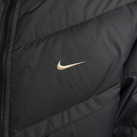 Nike Chaqueta de plumón resistente al viento para hombre, tejido cálido con capucha para invierno, NIKE STORM-FIT HQ4183 010 Negro M