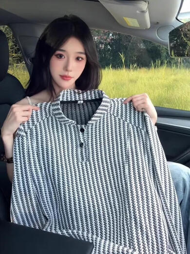 Xuanfanduo herringbone pattern American Henry collar sweatshirt for men in autumn heavyweight houndstooth long-sleeved T-shirt with bottoming shirt for men white M M recommended 105-120 Jin Jin equals 0.5 kg