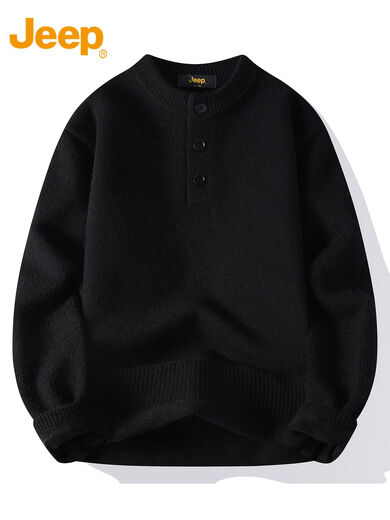 JEEP SPIRITJEEPSPIRIT off-white sweater men's 2025 new Henry collar sweater autumn and winter base wool burgundy 3XL
