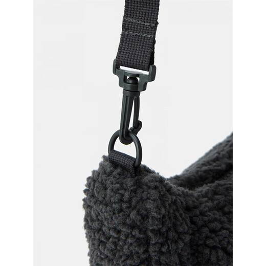 无印良品（MUJI）OBP再生抓绒 斜挎包 包包女包 新品 EF20CC5A 炭灰色