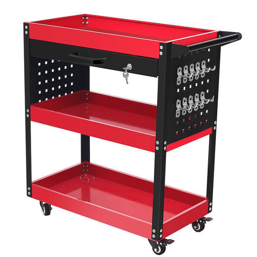 Yonghuan Tool Cart Three-layer Trolley Auto Repair Repair Tool Cart Multifunctional Parts Cart Hardware Mobile Repair Shelf Layer Matte Gray Thickened Model + Hanging Board + Parts Box