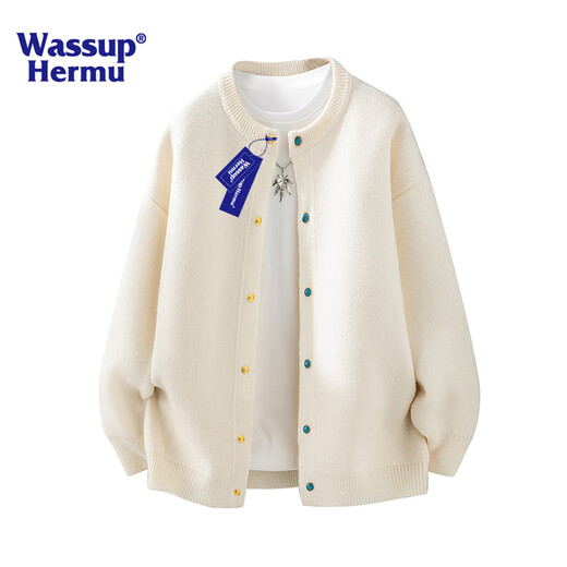 WASSUP HERMU Official Sweater Men's Autumn and Winter Korean Style Lazy Style Casual Cardigan Jacket Business Youth Commuting Sweater Gray XL (Recommended 120-150 Jin Jin equals 0.5 kg)