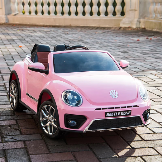 Cool Sun Volkswagen Beetle children's remote control car can sit on baby electric car children's car pink soft wheel