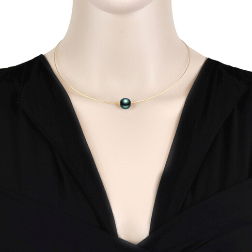 Drops of water form pearls. Nanzhu family Tahitian black pearl pendant 18K gold necklace light luxury smart passepartout 520 gift for wife 9-10mm