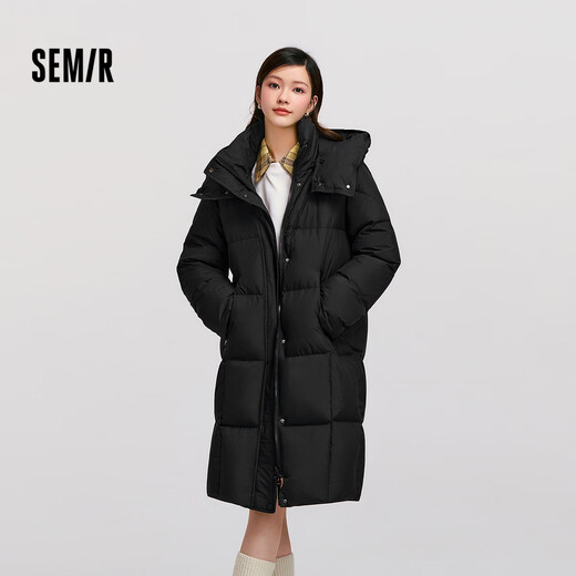 Semir Chen Duling | Down Jacket Women's Winter Long High Clean 90 Velvet Contrast Color Hooded Bread Jacket 101724113003