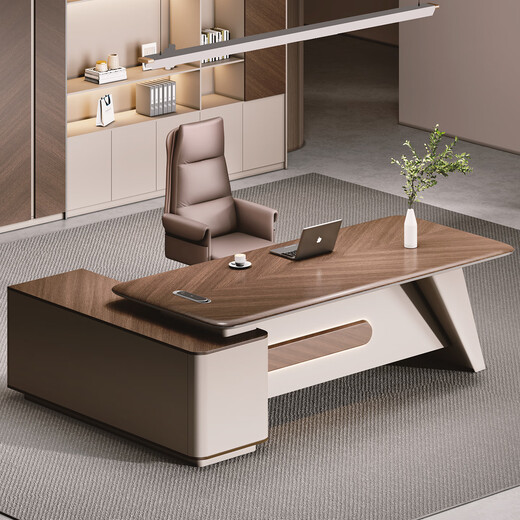 Ancient blister boss desk office desk and chair, simple modern high-end leadership office executive desk, president computer desk desk 2.6m blister boss desk + boss chair + 3.2m file cabinet
