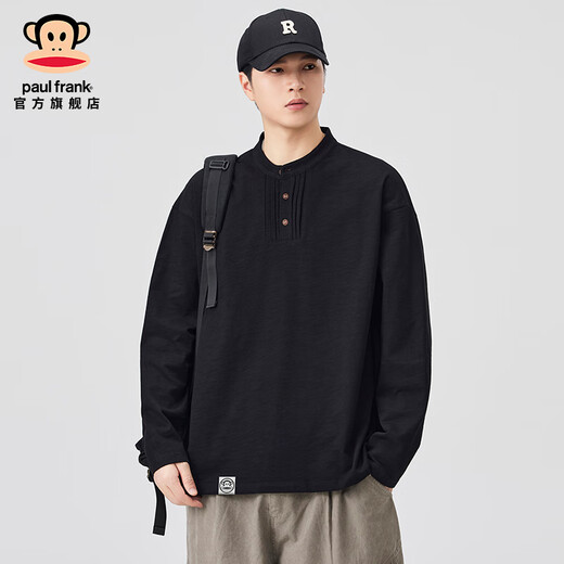 Big Mouth Monkey (paul frank) Henry collar long-sleeved T-shirt men's spring and autumn new men's American fashion brand versatile casual inner layering shirt top dark gray autumn new M recommended 100-120Jin Jin equals 0.5 kg