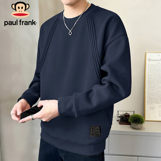 Big Mouth Monkey (paul frank) sweatshirt men's spring and autumn Korean style jacket men's heavy base shirt top long-sleeved t-shirt for men navy XL