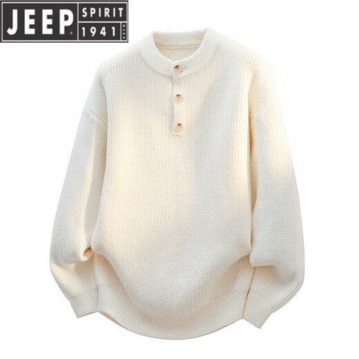 JEEP SPIRIT Jeep Henry Collar Plush Thick Sweater Men's Autumn and Winter 2025 New Loose Lazy Style Boys' Sweater WE25683 Black M